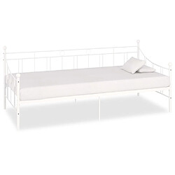 vidaXL Cadre de lit de jour sans matelas blanc métal 90x200 cm