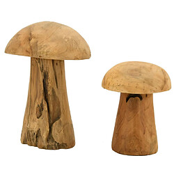 Aubry Gaspard Champignons en teck naturel (Lot de 2).