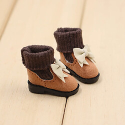 1/6 échelle haut haut chaussures pu chaussures en cuir avec bowknot pour blythe poupée marron