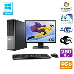 Lot PC DELL Optiplex 390 DT G630 2.7Ghz 4Go 250Go Graveur WIFI W7 Pro + Ecran 17 - Occasion