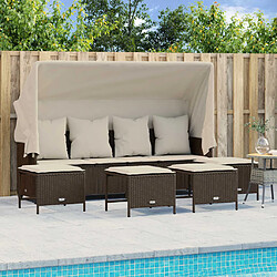 vidaXL Salon de jardin avec coussins 5 pcs marron résine tressée 