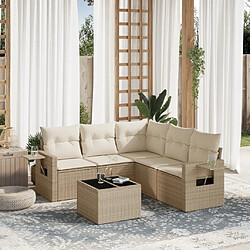 Maison Chic Salon de jardin avec coussins 6 pcs, Ensemble Tables et chaises de jardin, beige résine tressée -GKD625736