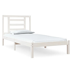 Maison Chic Lit Moderne Chambre - Cadre/structure de lit pour adulte Blanc Bois de pin massif 90x190 cm Simple -MN70680