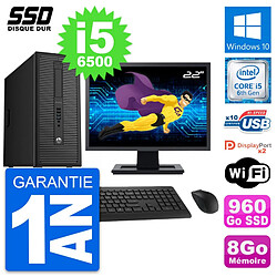 PC Tour HP EliteDesk 800 G2 Ecran 22" i5-6500 RAM 8Go SSD 960Go Windows 10 Wifi - Occasion