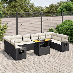 Maison Chic Salon de jardin 11 pcs avec coussins, Ensemble Tables et chaises d'extérieur noir résine tressée -GKD786304