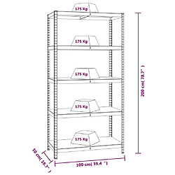 vidaXL Étagères à 5 niveaux 4pcs Anthracite Acier et bois d'ingénierie pas cher