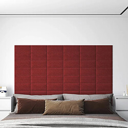 vidaXL Panneaux muraux 12 pcs Rouge bordeaux 30x15 cm Tissu 0,54 m²