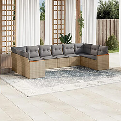 vidaXL Salon de jardin et coussins 10 pcs mélange beige résine tressée 