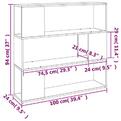 vidaXL Bibliothèque/Séparateur de pièce Sonoma gris 100x24x94 cm pas cher