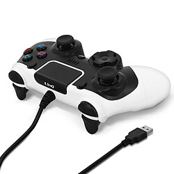 Manette PS4 / PC Filaire USB Vibration Sixaxis Boutons Réactifs LinQ Noir Blanc 