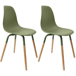 The Home Deco Factory Chaise scandinave pieds métal et bois de hêtre Phenix (Lot de 2) vert.