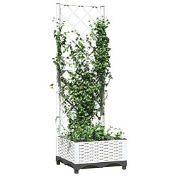 Avis Maison Chic Jardinière,Bac à fleurs avec treillis - pot de fleur Blanc 40x40x121,5 cm PP -GKD70397