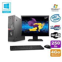 Lot PC Fujitsu E720 E85+ G3220 3GHz 4Go 250Go Graveur WIFI W7 + Ecran 17" - Occasion