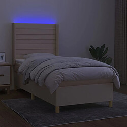 Avis Sommier à lattes,Cadre à lattes de lit pour Adulte matelas et LED Crème 100x200 cm Tissu -MN69064