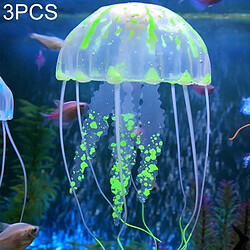 Wewoo Décoration aquarium vert 3 PCS Articles Silicone Simulation Fluorescent Sucker Jellyfish, Taille: 3.5 * 11 cm