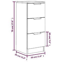 vidaXL Buffets 2 pcs Gris béton 30x30x70 cm Bois d'ingénierie pas cher