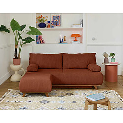 Bestmobilier Cristal - canapé 3 places - convertible avec coffre et pouf - en velours texturé Cristal - canapé 3 places - convertible avec coffre et pouf - en velours texturé - Terracotta