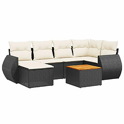 Maison Chic Salon de jardin 7 pcs avec coussins | Ensemble de Table et chaises | Mobilier d'Extérieur noir résine tressée -GKD76172