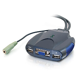 Cables To Go C2G Trulink 2-Port VGA and USB Micro KVM with Audio commutateur écran, clavier et souris Bleu