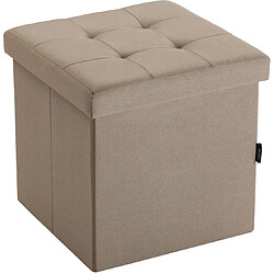 Versa Pouf coffre de rangement assise capitonnée beige