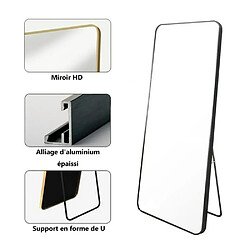 WeValley 137 x 37 cm Miroir sur Pied, Miroir de Sol, Miroirs muraux, Miroir Autoportant, Alliage d'Aluminium avec Cadre-Noir pas cher