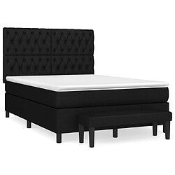 vidaXL Sommier à lattes de lit avec matelas Noir 140x200 cm Tissu