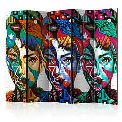 Paris Prix Paravent 5 Volets Colorful Faces 172x225cm 