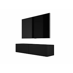 3XELIVING Meuble TV suspendu, D: l : 140 cm, H : 34 cm, P : 32 cm, NOIR 