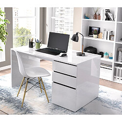 Avis Pegane Bureau Réversible coloris blanc brillant - Longueur 139 x Profondeur 60 x Hauteur 75 cm