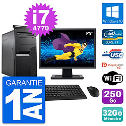 PC Tour Lenovo M83 Ecran 19" Intel i7-4770 RAM 32Go Disque 250Go Windows 10 Wifi - Occasion