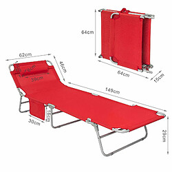 SoBuy OGS35-R Chaise Longue Bain de soleil Transat de Jardin Pliant Chaise de Camping inclinable