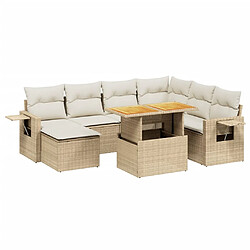 vidaXL Salon de jardin avec coussins 8 pcs beige résine tressée