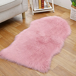 LUUCOZK Tapis moelleux en fausse fourrure, tapis à poils longs pour chambre à coucher et salon, cuir rose-Irrégulier 60x110