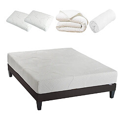 Olympe Literie Pack Oslo Pack Prêt à dormir OSLO 160x200 cm | Matelas Mémoire de forme + Sommier + Accessoires