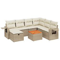 vidaXL Salon de jardin avec coussins 8 pcs beige résine tressée