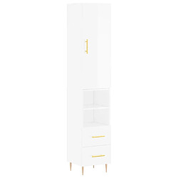 vidaXL Buffet haut Blanc brillant 34,5x34x180 cm Bois d'ingénierie