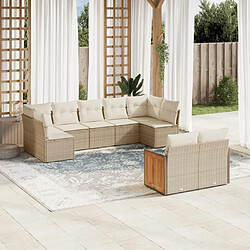 vidaXL Salon de jardin avec coussins 9 pcs beige résine tressée 