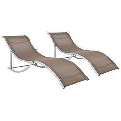 vidaXL Chaises longues pliables lot de 2 Taupe Textilène 