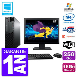 PC Lenovo M82 SFF Ecran 22" G640 RAM 16Go Disque 250Go Graveur DVD Wifi W7 - Occasion