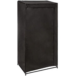 Pegane Armoire de rangement avec 1 penderie non tissé coloris noir - Longueur 70 x Profondeur 46 x Hauteur 148 cm