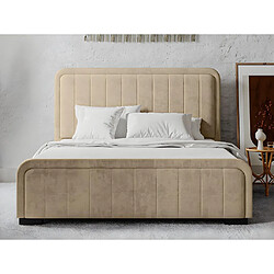 Vente-Unique Lit coffre 160 x 200 cm - Tissu - Beige + Matelas - SERENA II