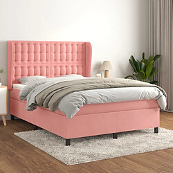 Maison Chic Lit Adulte - Lit simple Lit à sommier tapissier avec matelas moelleux - Meuble de Chambre - Rose 140x190 cm Velours -MN68715