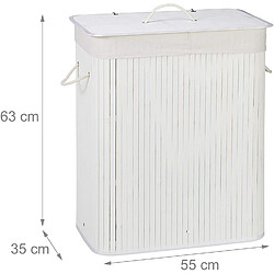 Helloshop26 Panier corbeille à linge 2 compartiments avec sac 95 litres bambou blanc 13_0001904_2 