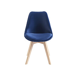 Avis Vente-Unique Lot de 2 chaises en velours et hêtre - Bleu - JODY