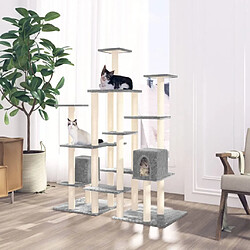 vidaXL Arbre à chat avec griffoirs en sisal Gris clair 145 cm 