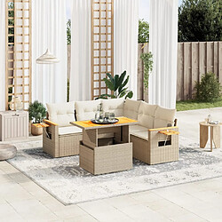 vidaXL Salon de jardin avec coussins 6 pcs beige résine tressée