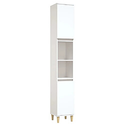 Helloshop26 Armoire de salle de bain 30 x 30 x 190 cm bois d'ingénierie blanc 02_0006547 