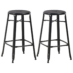 vidaXL Tabourets de bar lot de 2 noir acier 