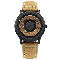 Justgreenbox Nouveauté minimaliste cadran en bois ceinture magnétique sans échelle montre de couple pour hommes de mode forêt naturelle 