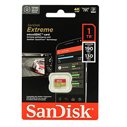 Carte Mémoire Micro SDXC flash SanDisk Extreme 1 To 190/130Mb/s Classe 10 A2 V30 U3